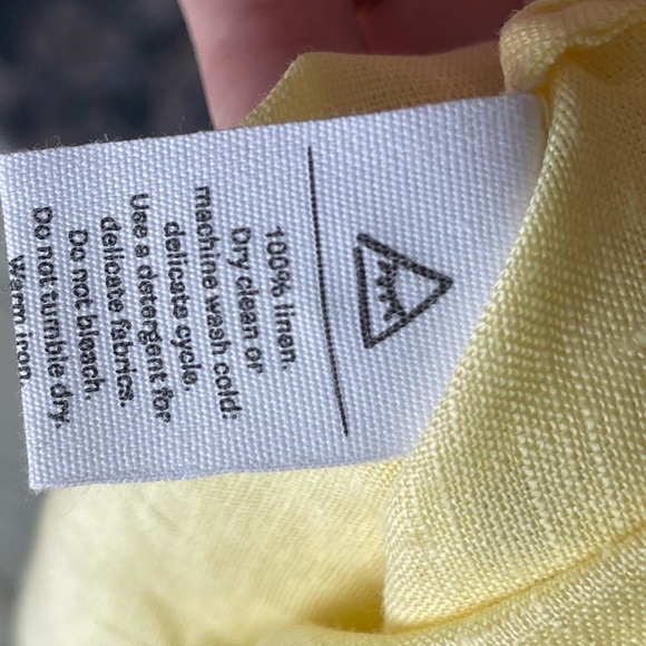 NWOT Sleeper Women's Yellow Linen Button Front Self-Tie Brigitte Dress Size S - Picture 10 of 11